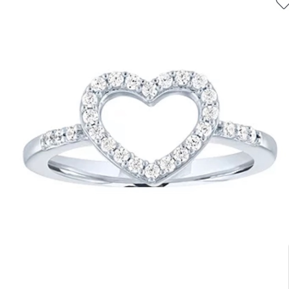 Silver Diamond Heart Ring
